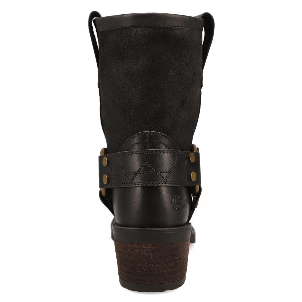 Black-WRANGLER Womens Bessie Leather Harness Western Cowboy Boot