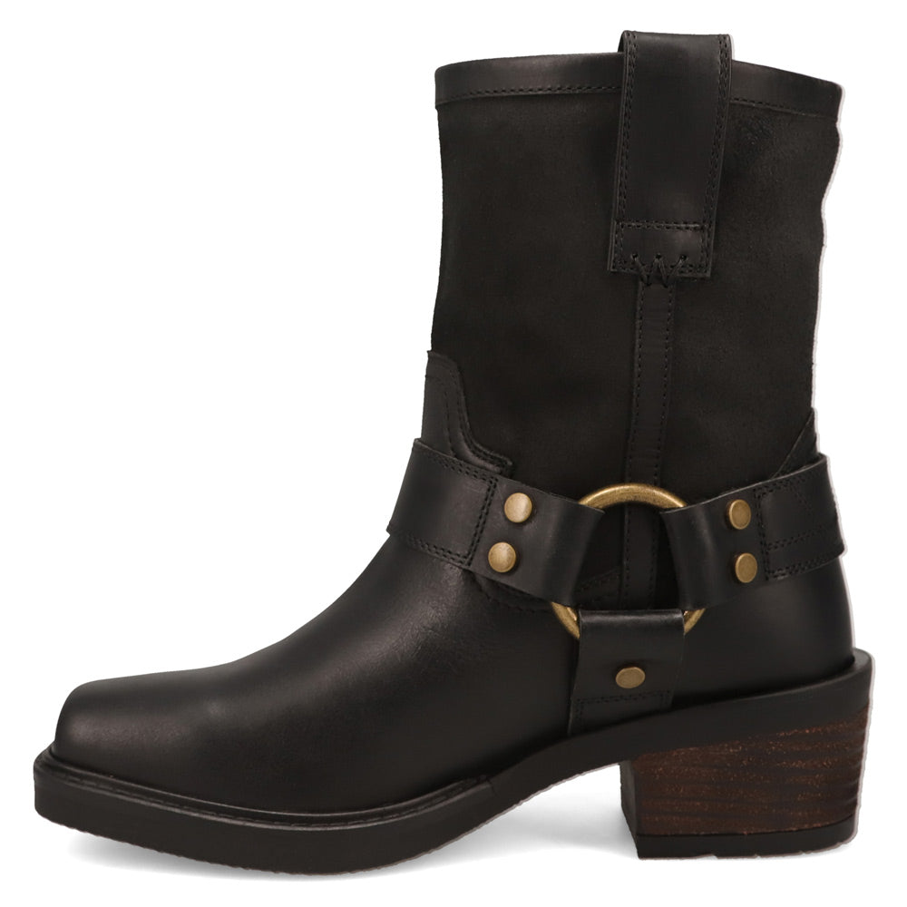 Black-WRANGLER Womens Bessie Leather Harness Western Cowboy Boot