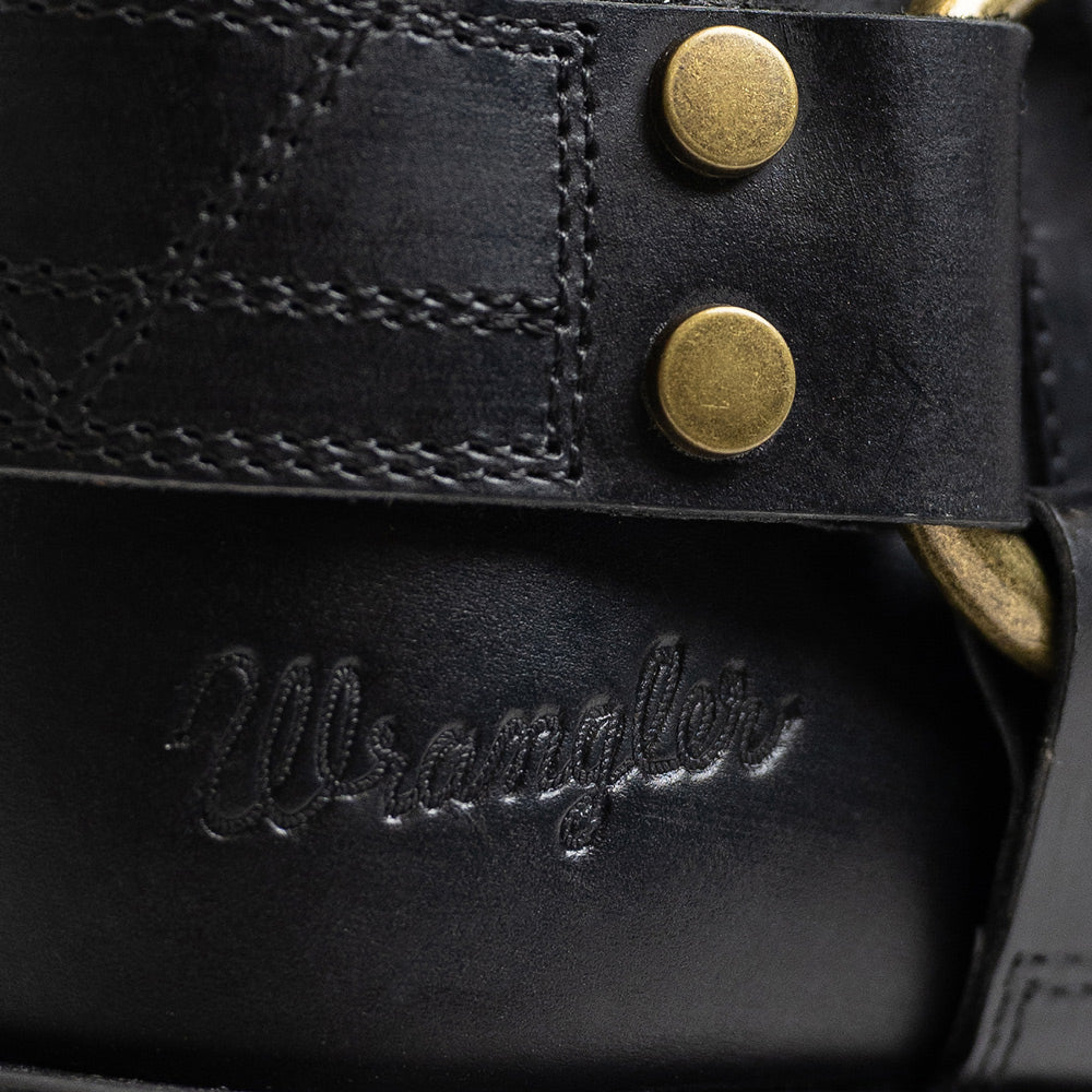 Black-WRANGLER Womens Bessie Leather Harness Western Cowboy Boot