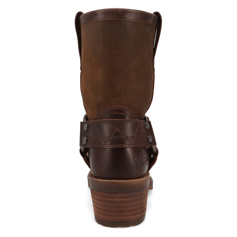 Chestnut-WRANGLER Womens Bessie Leather Harness Western Cowboy Boot