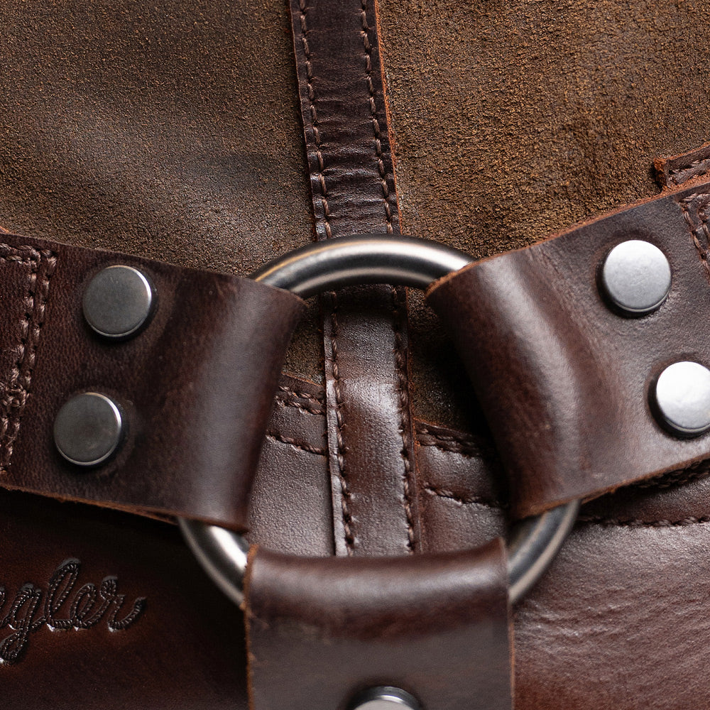 Chestnut-WRANGLER Womens Bessie Leather Harness Western Cowboy Boot