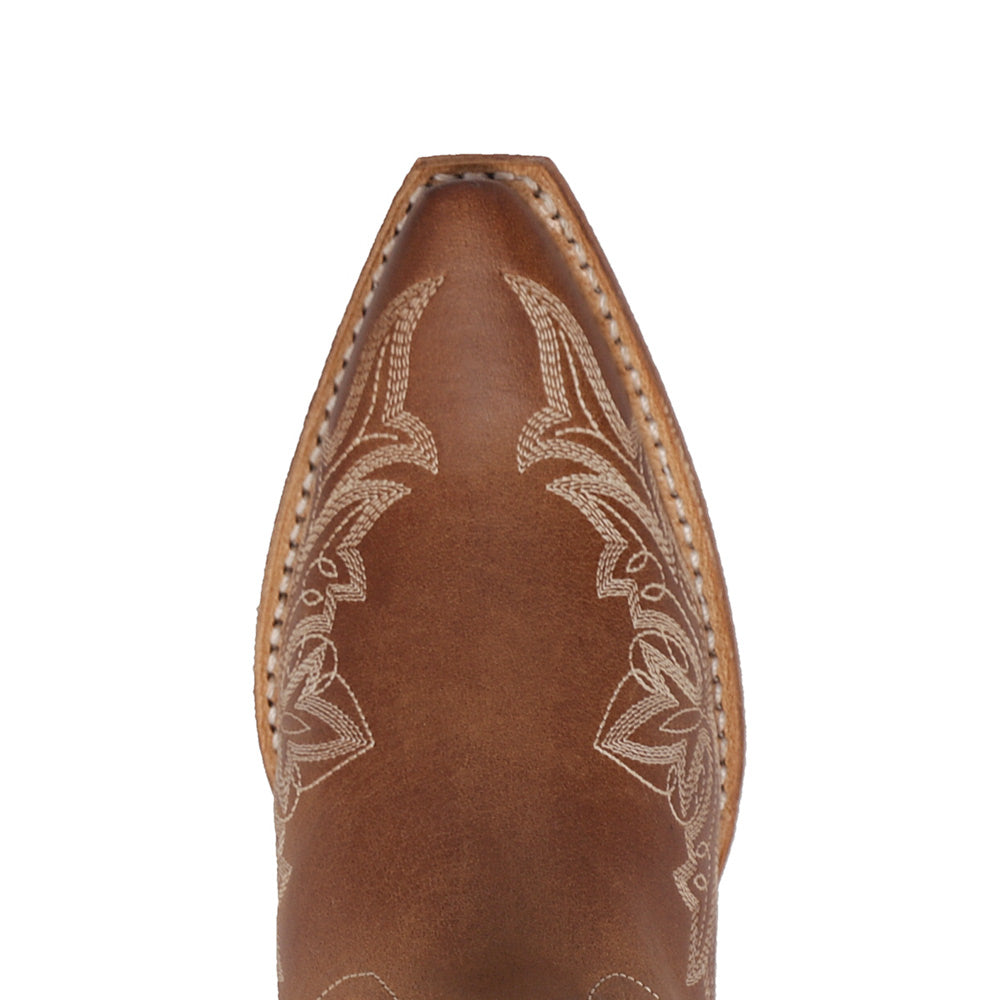 Saddle Tan/Ivory-WRANGLER Womens Myrtle Leather Snip-Toe Western Bootie