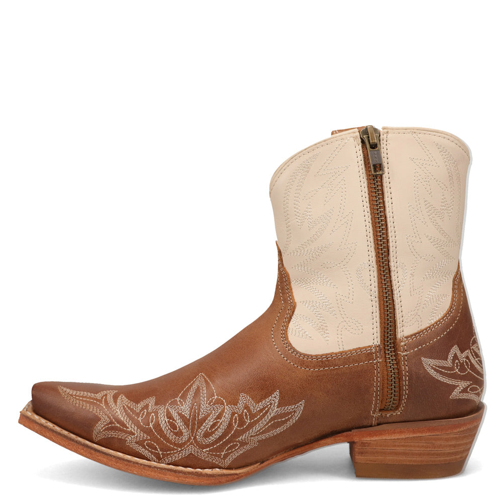 Saddle Tan/Ivory-WRANGLER Womens Myrtle Leather Snip-Toe Western Bootie