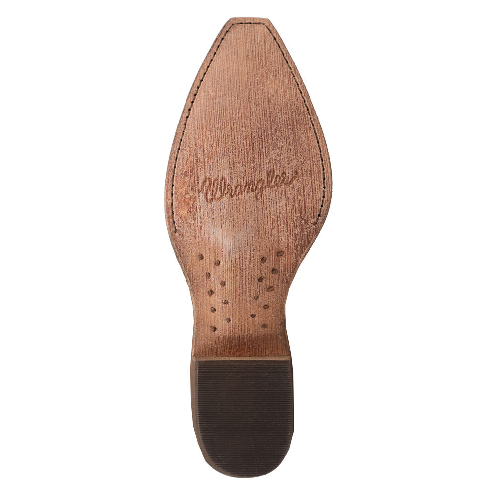 Saddle Tan-WRANGLER Womens Myrtle Leather Snip-Toe Western Bootie