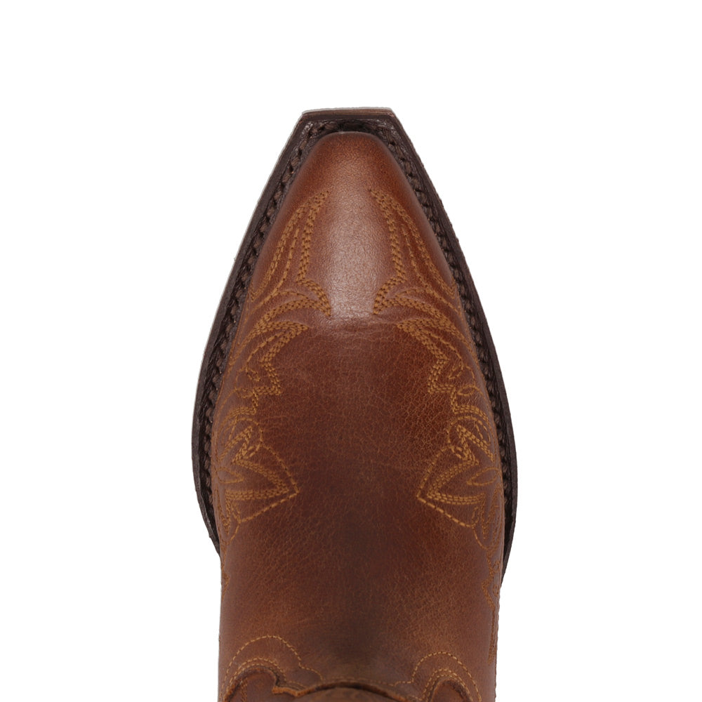 Saddle Tan-WRANGLER Womens Magnolia Leather Snip-Toe Western Cowboy Boot