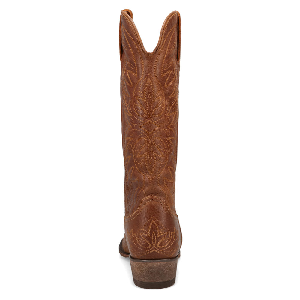 Saddle Tan-WRANGLER Womens Magnolia Leather Snip-Toe Western Cowboy Boot