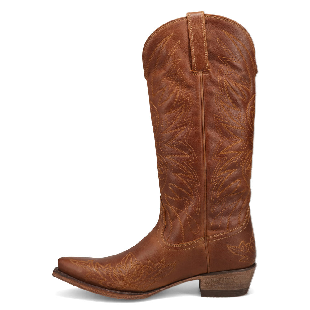 Saddle Tan-WRANGLER Womens Magnolia Leather Snip-Toe Western Cowboy Boot