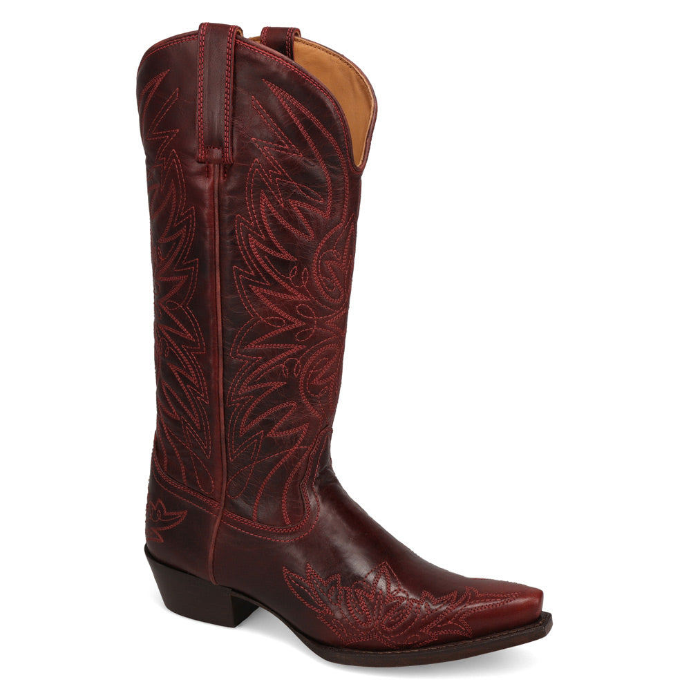 Saddle Wine-WRANGLER Womens Magnolia Leather Snip-Toe Western Cowboy Boot