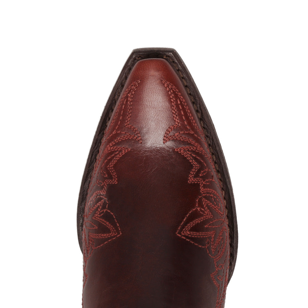 Saddle Wine-WRANGLER Womens Magnolia Leather Snip-Toe Western Cowboy Boot