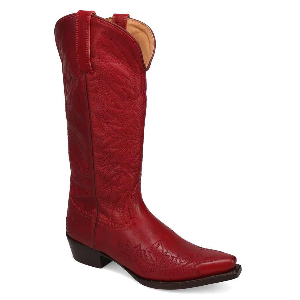 Red-WRANGLER Womens Magnolia Leather Snip-Toe Western Cowboy Boot