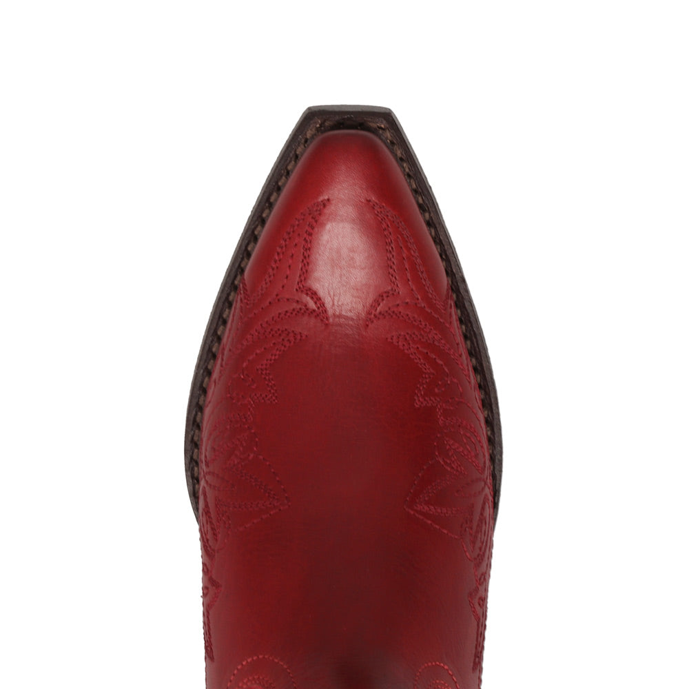 Red-WRANGLER Womens Magnolia Leather Snip-Toe Western Cowboy Boot