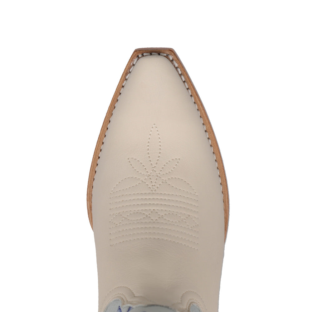 Light Wash Denim/Ivory-WRANGLER Womens Mavis Denim Snip-Toe Western Cowboy Boot