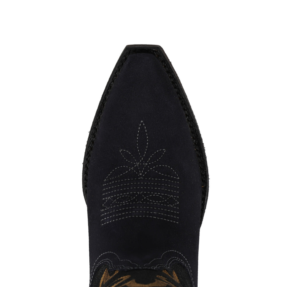 Midnight Denim/Indigo-WRANGLER Womens Mavis Denim Snip-Toe Western Cowboy Boot