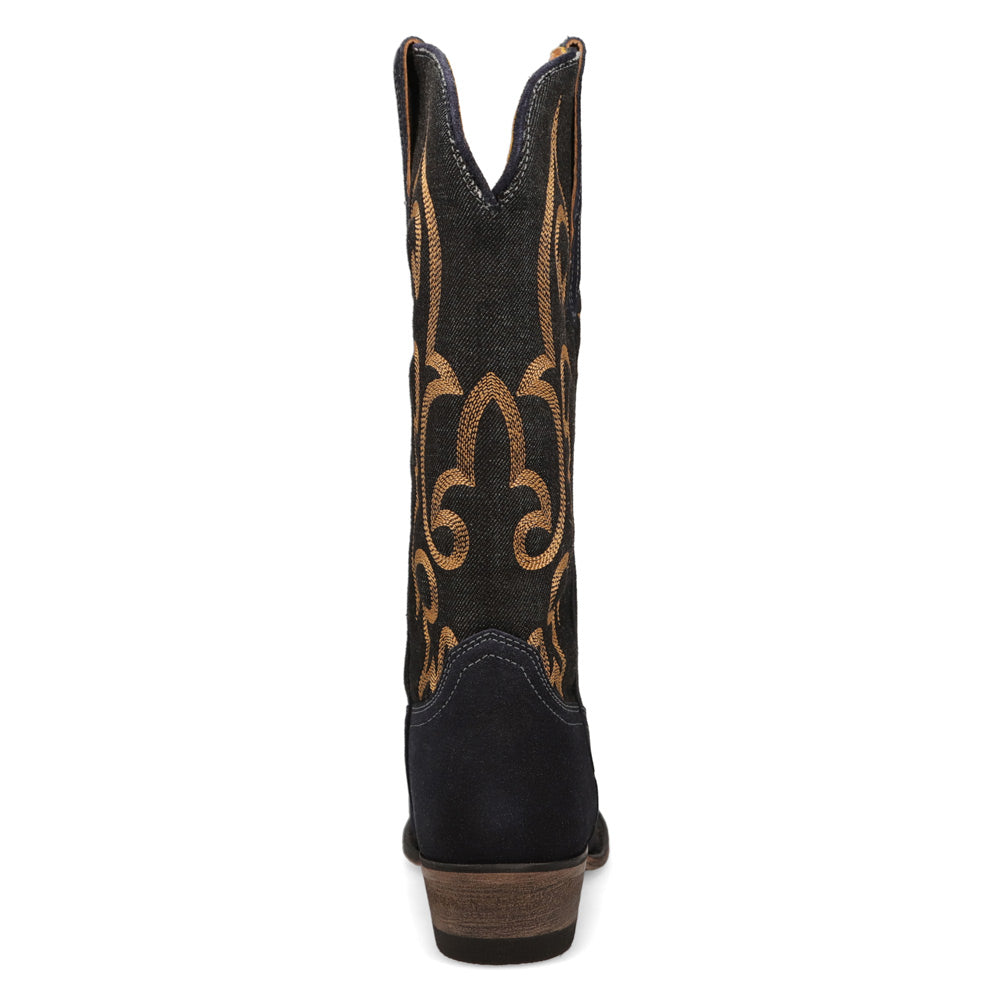 Midnight Denim/Indigo-WRANGLER Womens Mavis Denim Snip-Toe Western Cowboy Boot