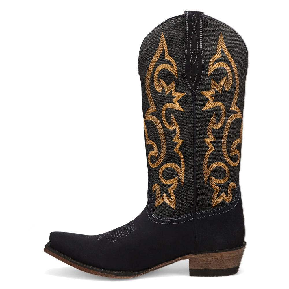 Midnight Denim/Indigo-WRANGLER Womens Mavis Denim Snip-Toe Western Cowboy Boot