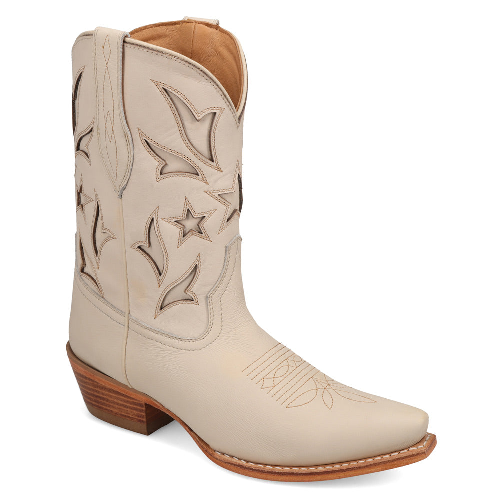 Ivory-WRANGLER Womens Laurel Leather Snip-Toe Western Cowboy Boot