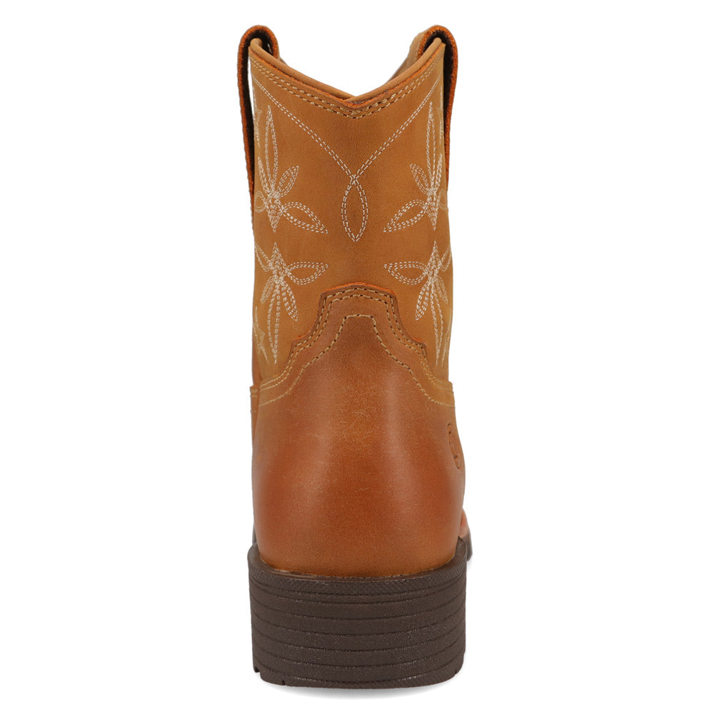 Tan-WRANGLER Womens Sallie Leather Square-Toe Western Cowboy Boot