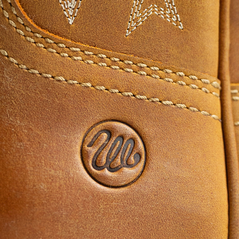 Tan-WRANGLER Womens Sallie Leather Square-Toe Western Cowboy Boot