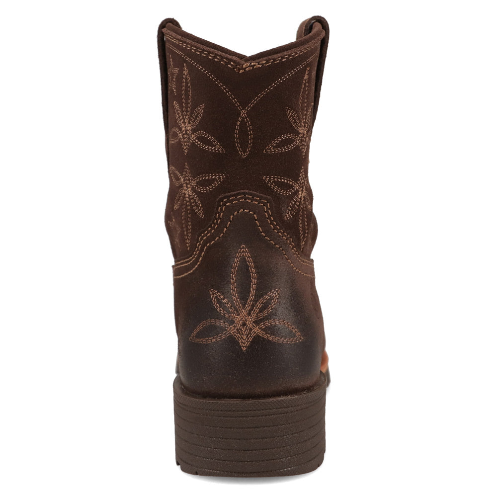 Chestnut-WRANGLER Womens Sallie Leather Square-Toe Western Cowboy Boot
