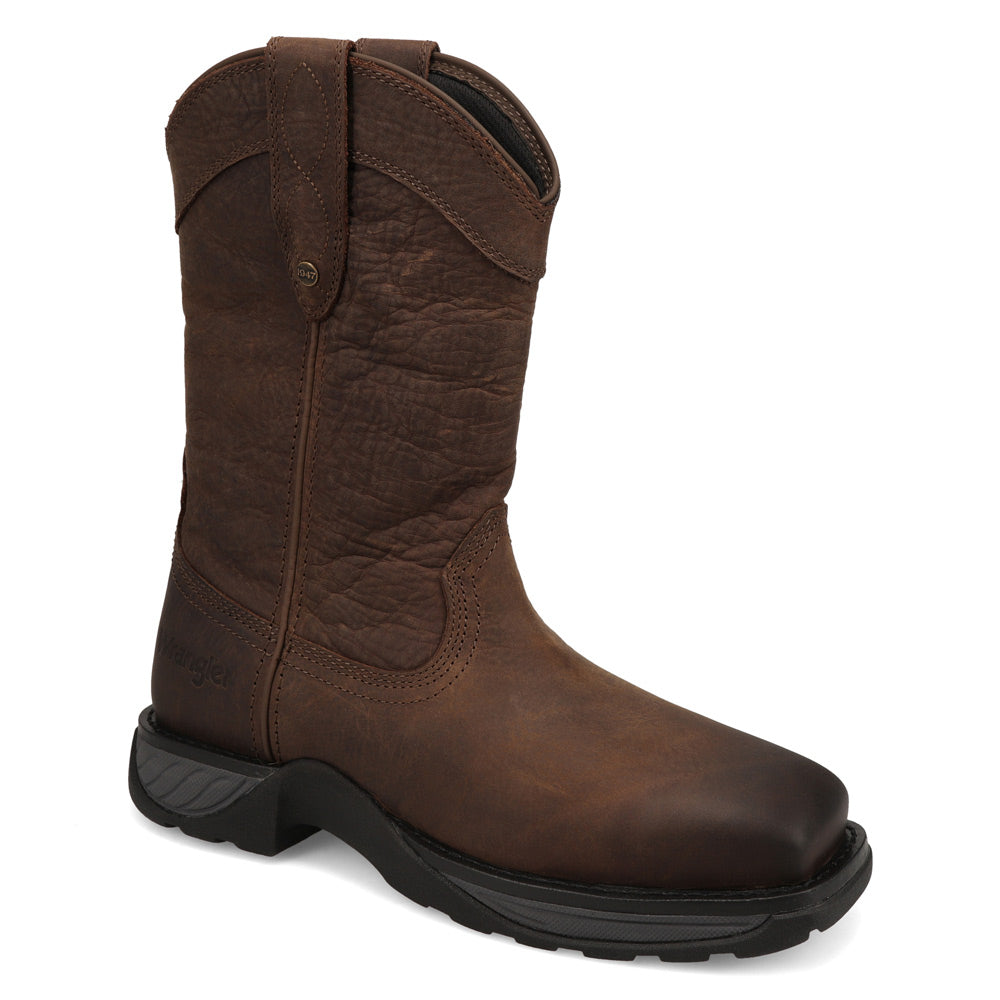 Bridle Brown-WRANGLER Womens Sammie Steel-Toe Square-Toe Work Boot