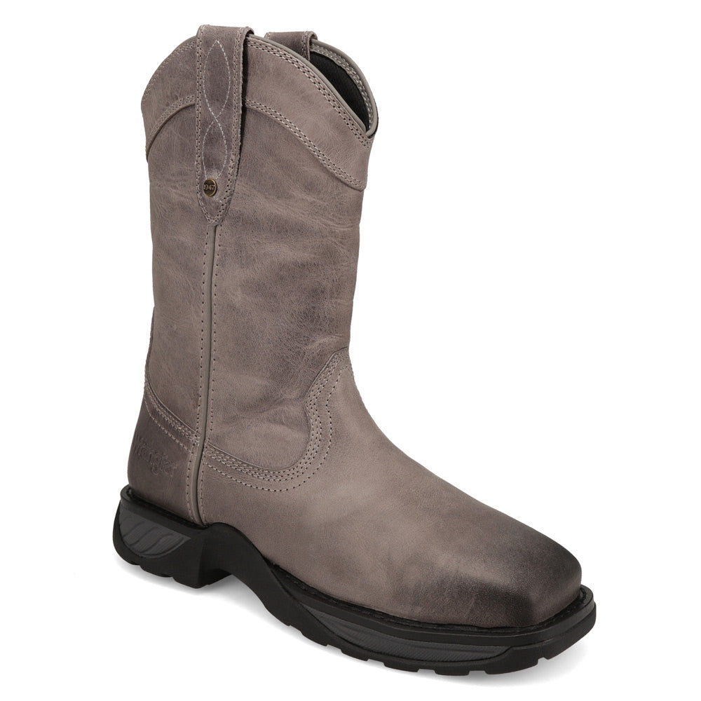 Grey-WRANGLER Womens Sammie Steel-Toe Square-Toe Work Boot