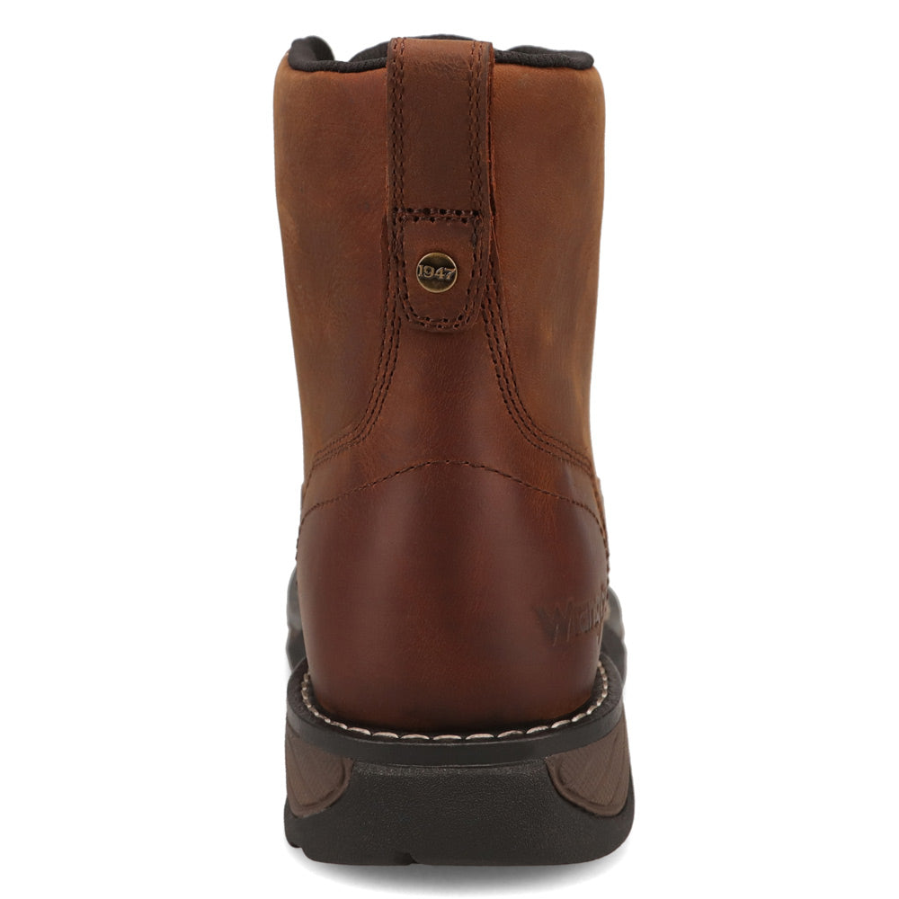 Red Brown-WRANGLER Womens Saylor Steel-Toe Lace-up Work Boot