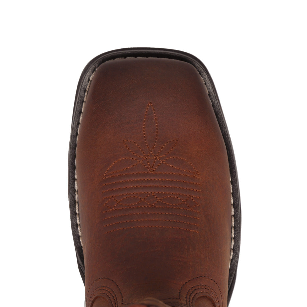 Red Brown-WRANGLER Womens Sable Steel-Toe Square Toe Work Boot