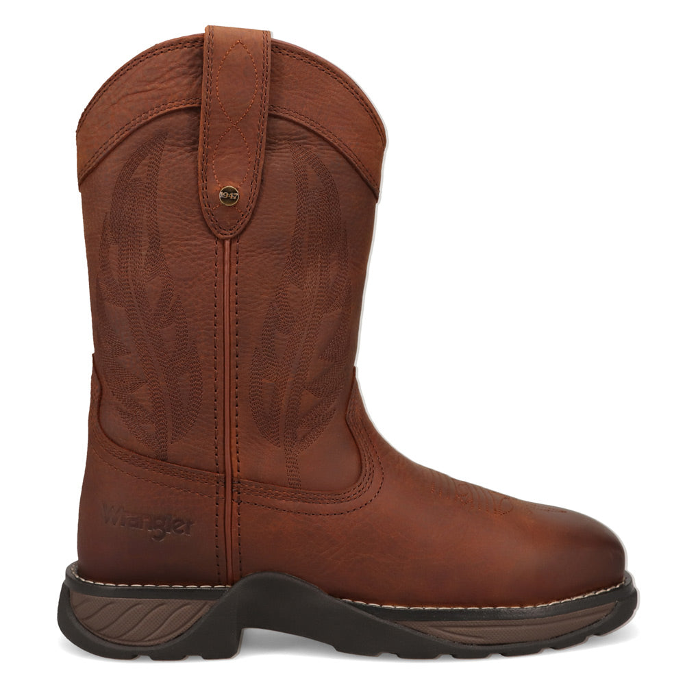 Red Brown-WRANGLER Womens Sable Steel-Toe Square Toe Work Boot