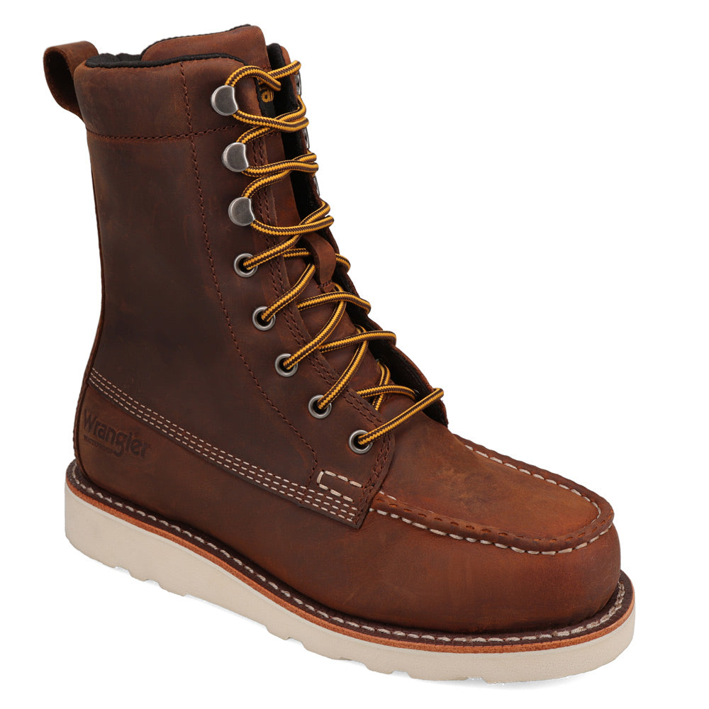 Saddle Tan-WRANGLER Womens Toni Steel-Toe Waterproof Wedge Work Boot