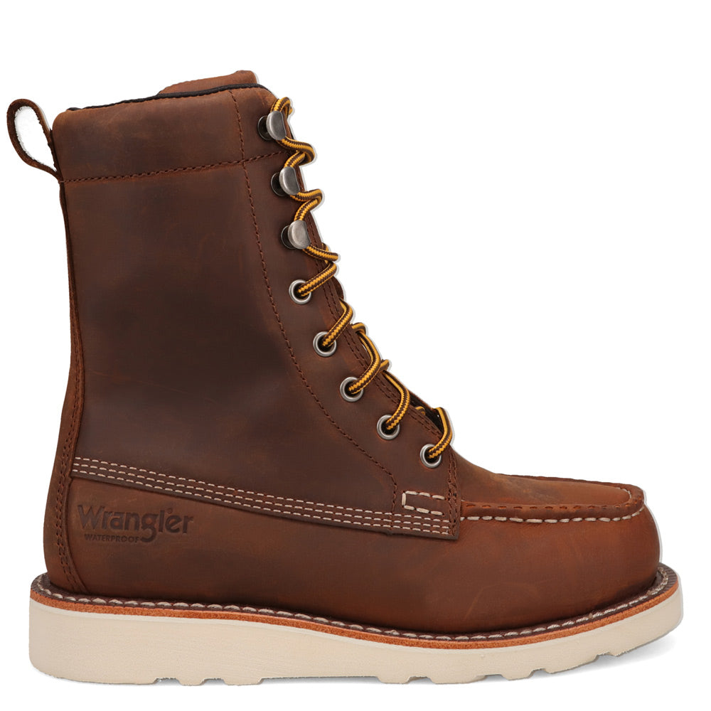 Saddle Tan-WRANGLER Womens Toni Steel-Toe Waterproof Wedge Work Boot