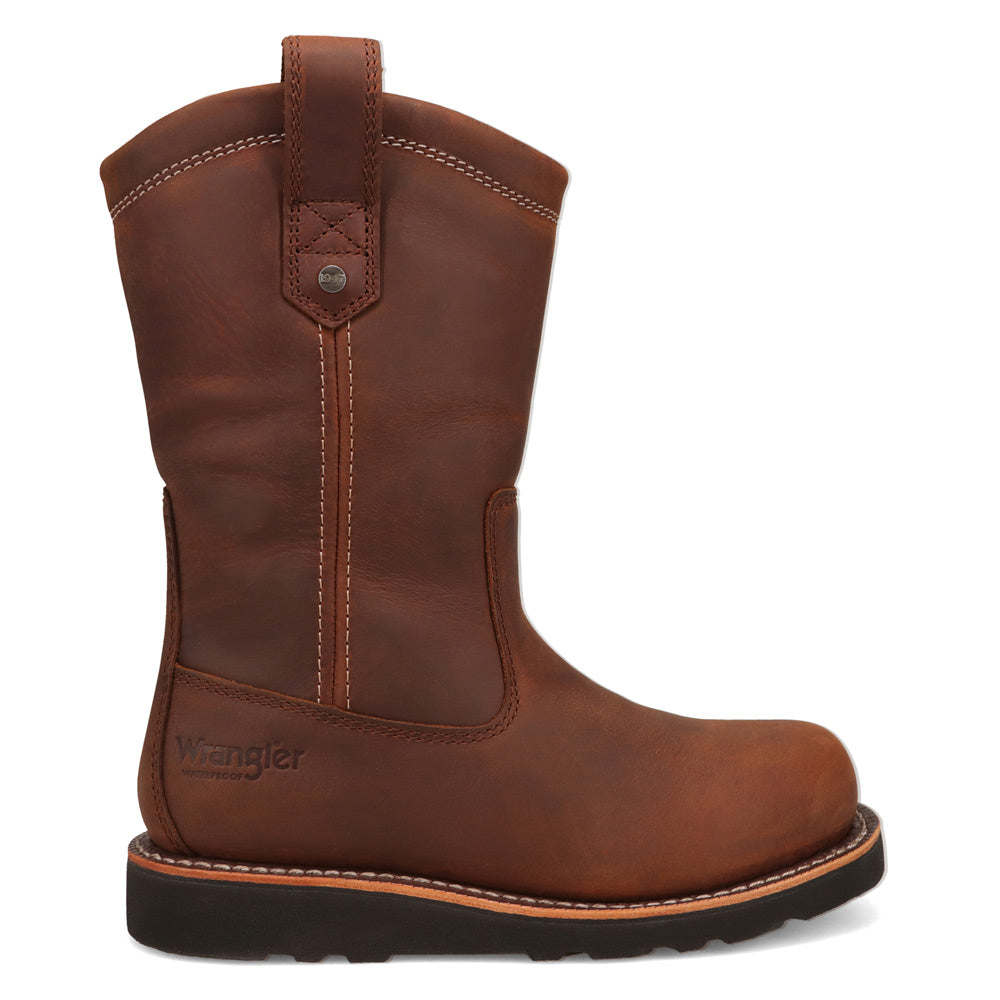 Saddle Tan-WRANGLER Womens Tanya Steel-Toe Waterproof Wedge Work Boot
