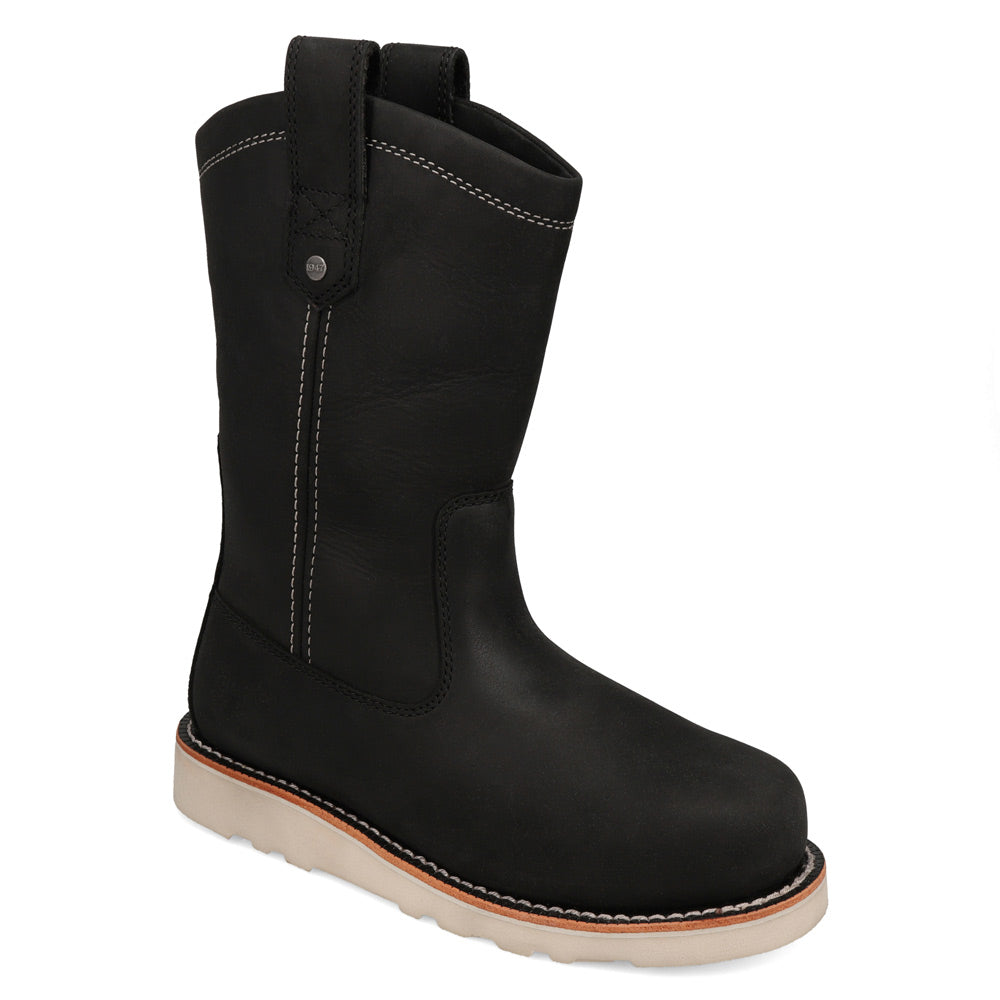 Black-WRANGLER Womens Tanya Steel-Toe Waterproof Wedge Work Boot