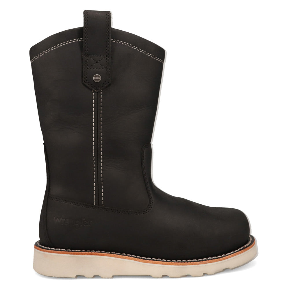 Black-WRANGLER Womens Tanya Steel-Toe Waterproof Wedge Work Boot