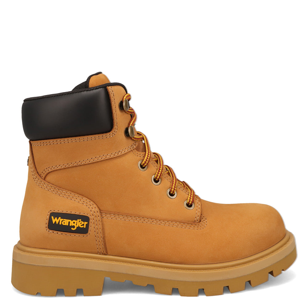 Wheat-WRANGLER Womens Aubrey Steel-Toe Work Boot