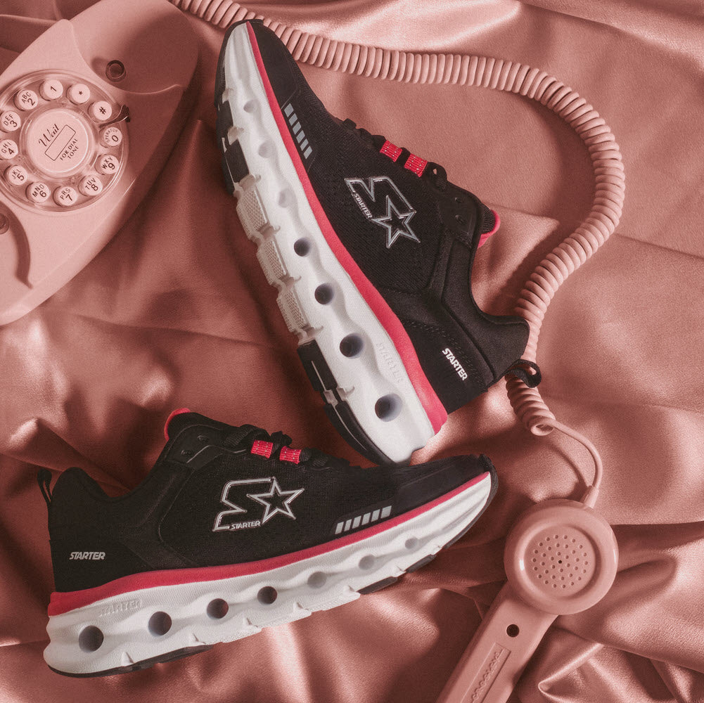 Black/Fuchsia-Starter Womens Bolt Synthetic Leather Casual Lace Up Sneaker Shoe