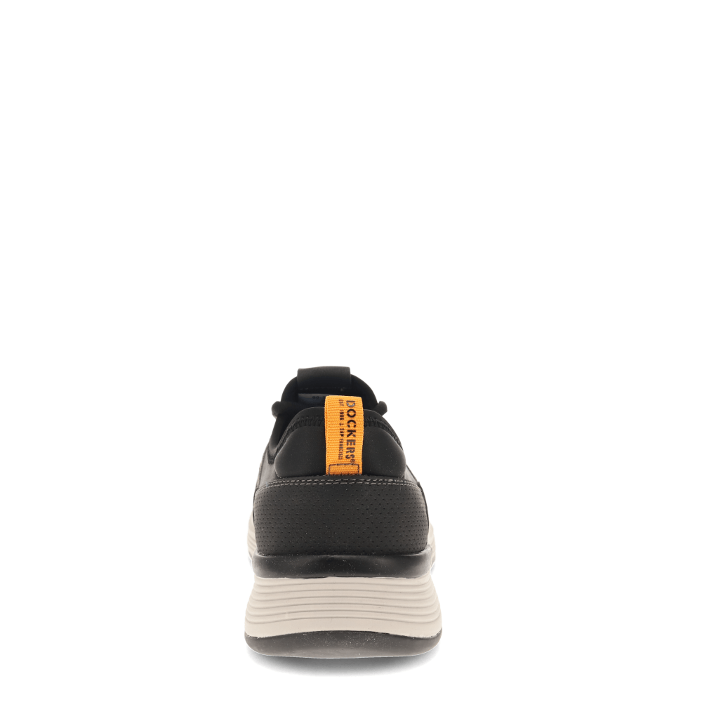 Black-Dockers Mens Adan Knit and Synthetic Leather Casual Lace Up Sneaker Shoe