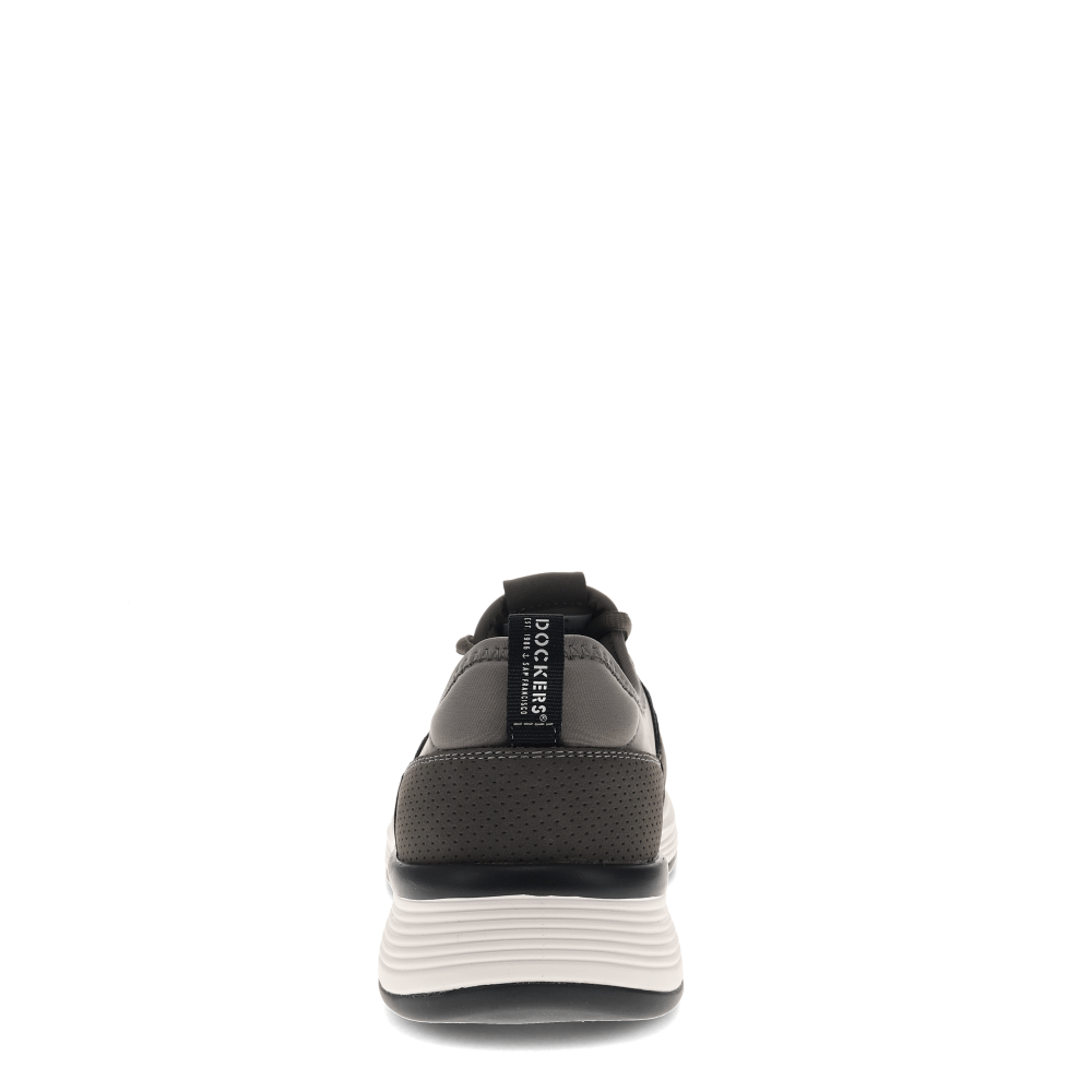 Charcoal-Dockers Mens Adan Knit and Synthetic Leather Casual Lace Up Sneaker Shoe