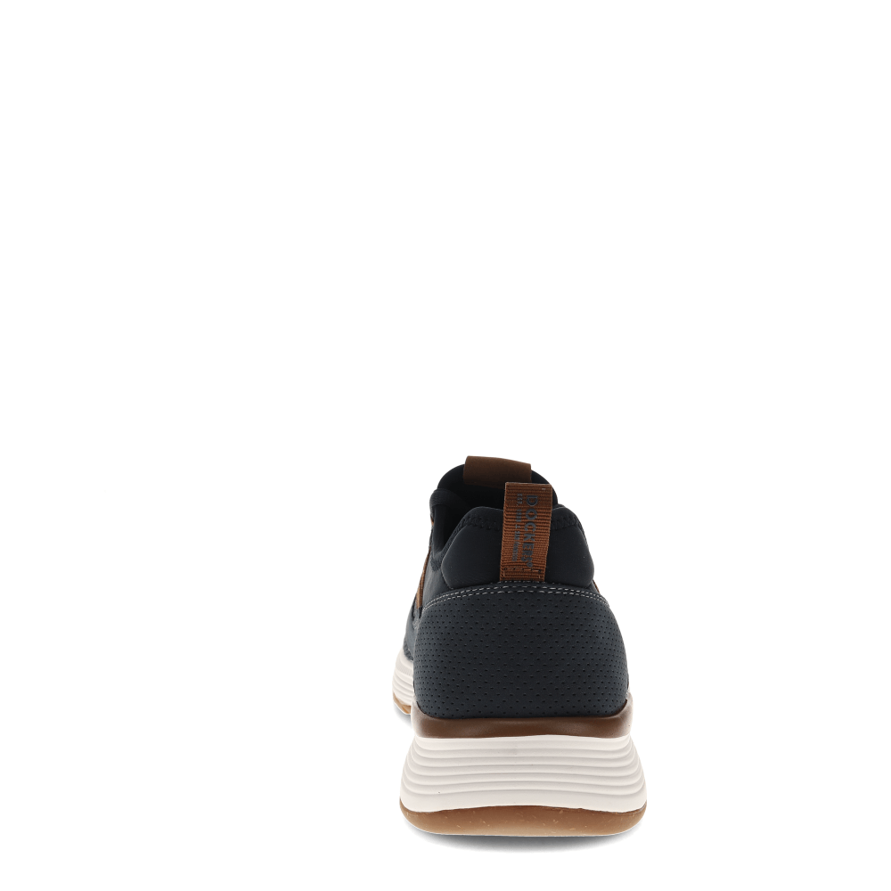 Navy/Tan-Dockers Mens Adan Knit and Synthetic Leather Casual Slip On Sneaker Shoe