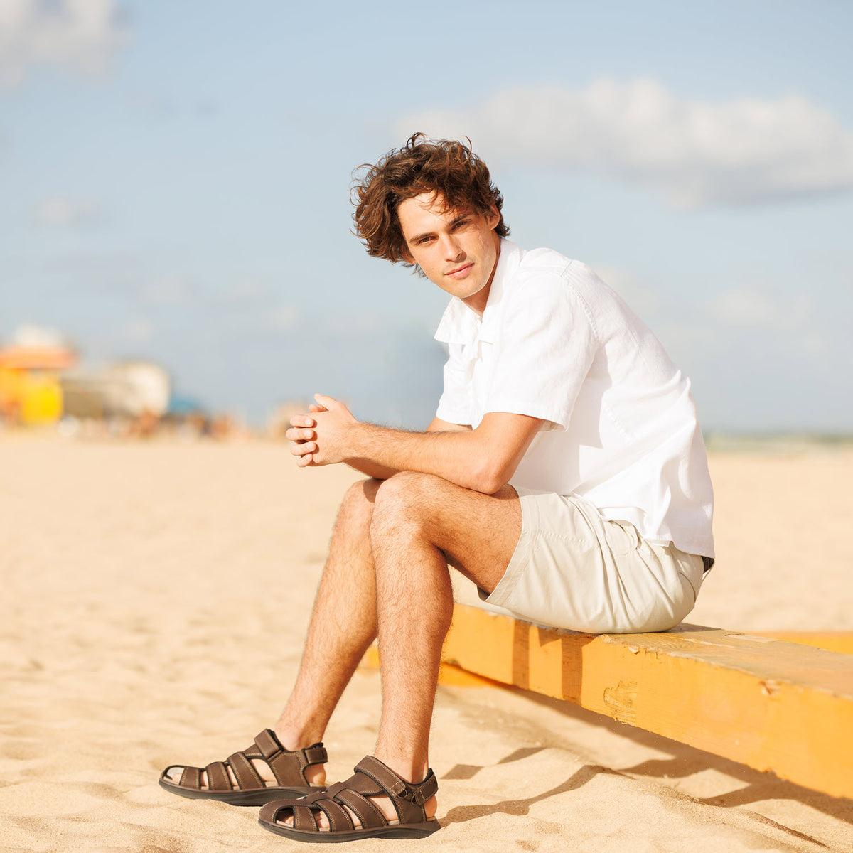 Dark Brown/Black-Dockers Mens Byrd Outdoor Sport Fisherman Sandal Shoe