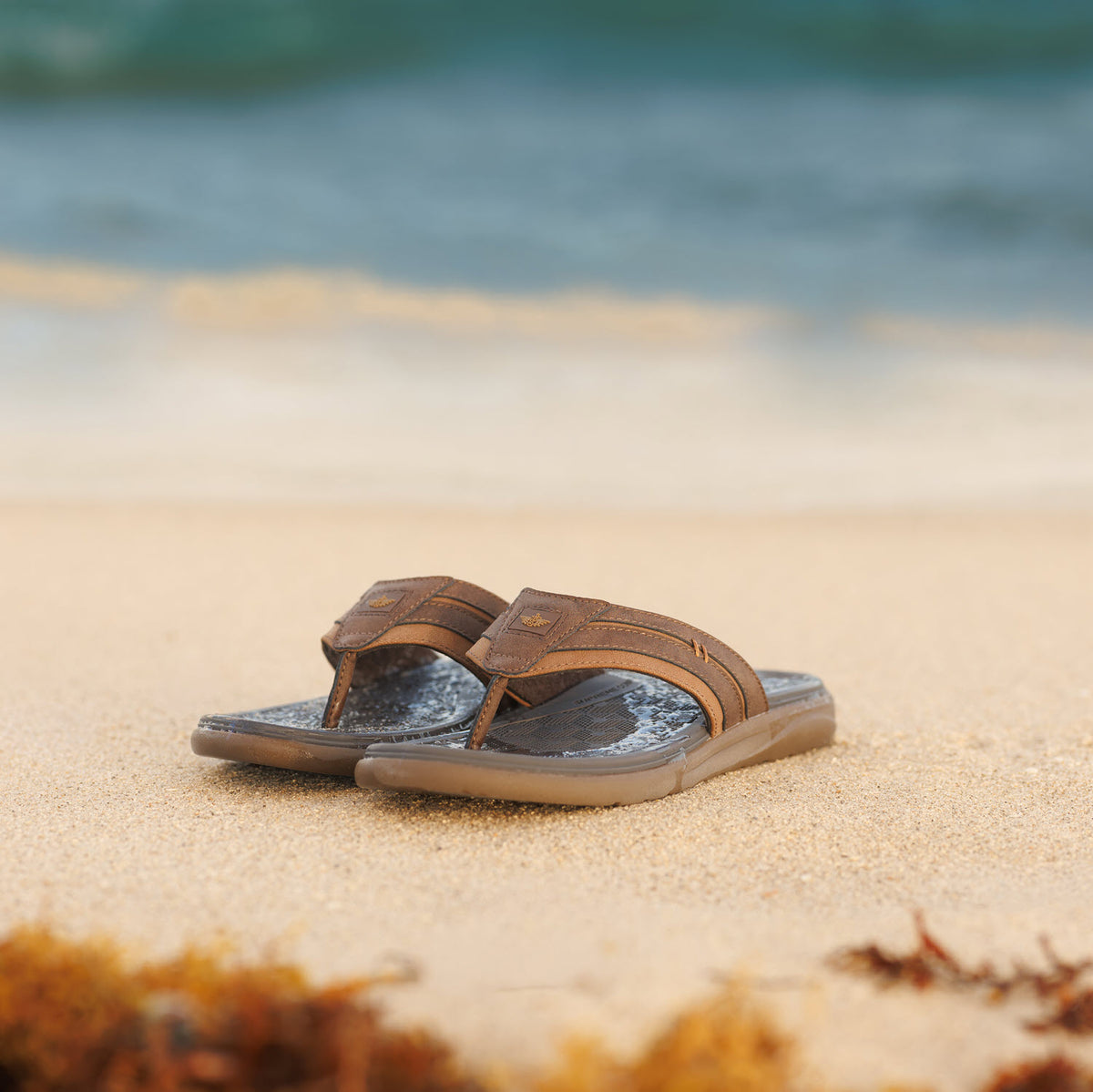 Dark Brown-Dockers Mens Cliff Casual Nubuck Thong Flip Flop