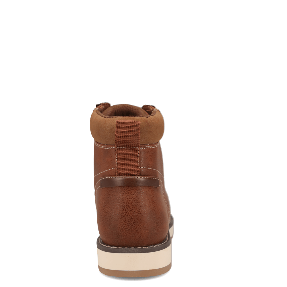 Cognac-Dockers Mens Davis Rugged Casual Tumbled Moc Toe Boot