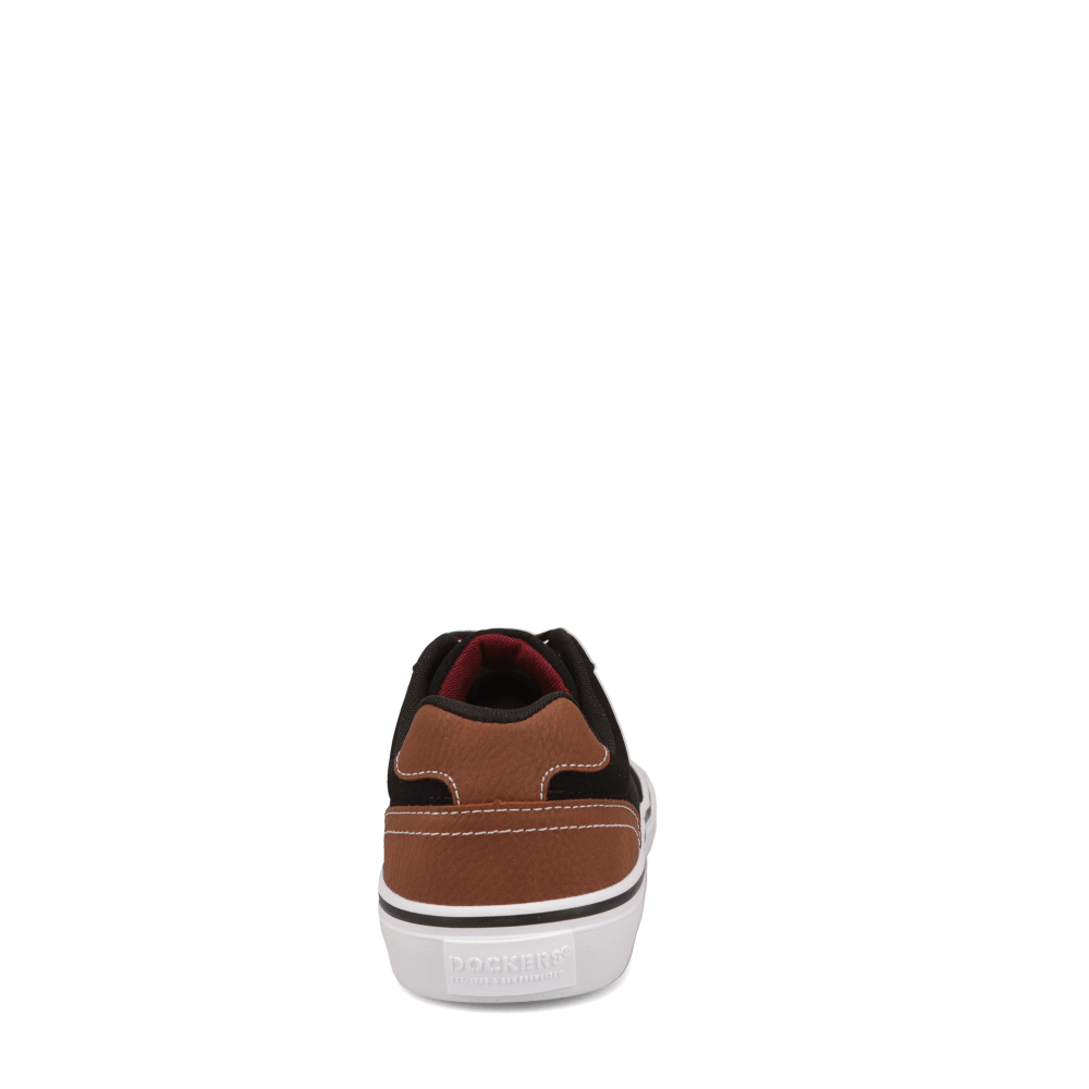 Black/Burgundy-Dockers Mens Hobbs Synthetic Leather Casual Lace-up Sneaker
