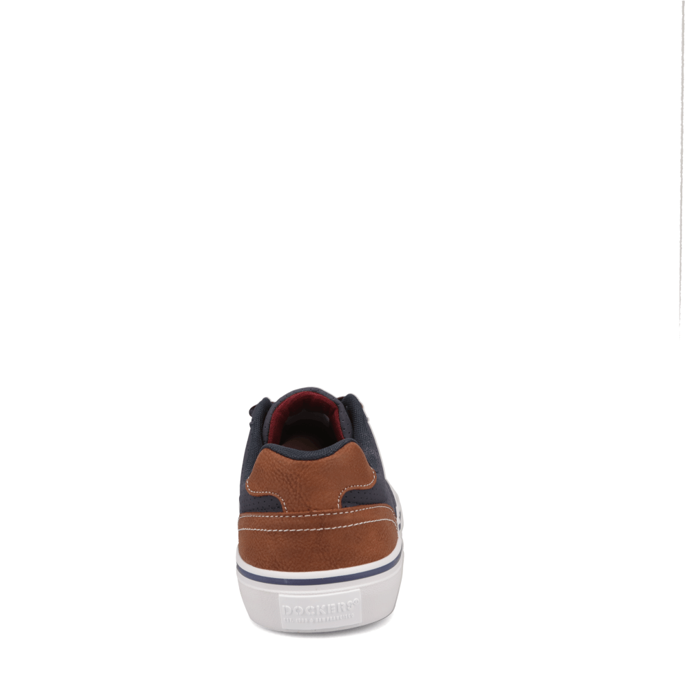 Navy/ Burgundy-Dockers Mens Hobbs Synthetic Leather Casual Lace-up Sneaker