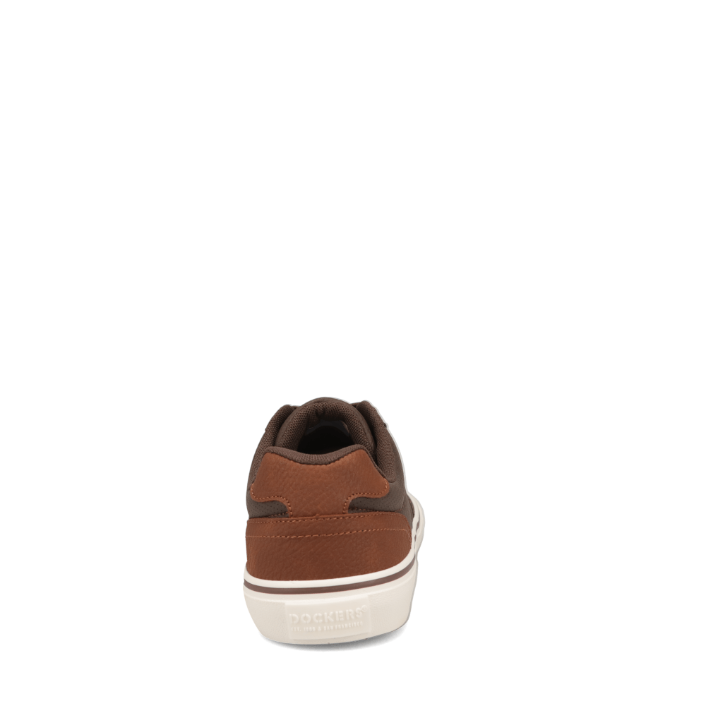 Brown/Tan-Dockers Mens Hobbs Wax Synthetic Leather Casual Lace-up Sneaker
