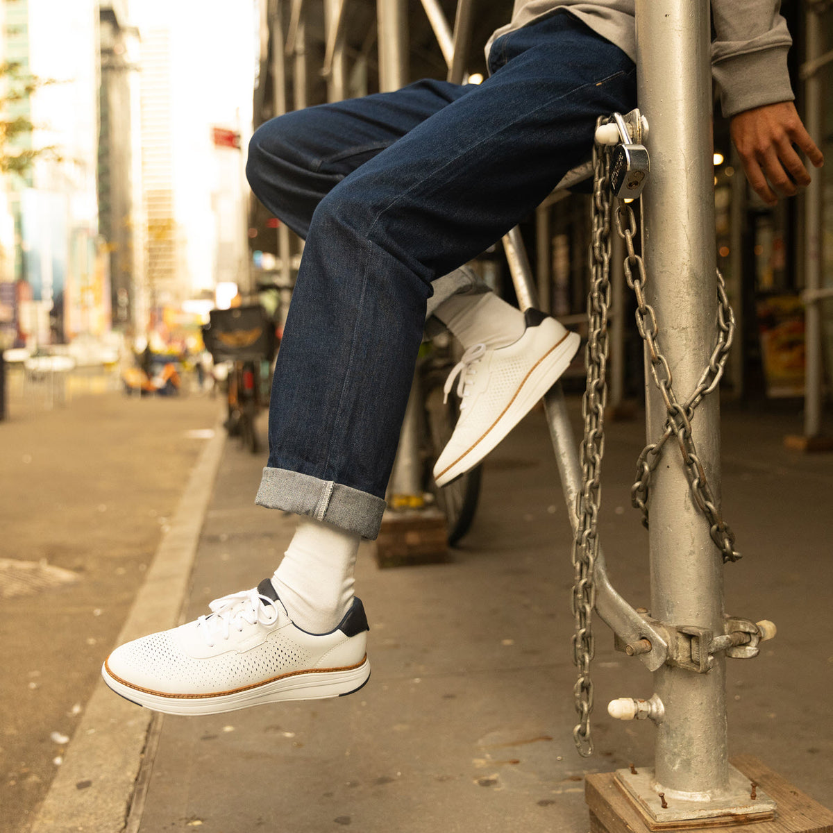 White/Navy-Dockers Neilson Casual Tumbled Lace-Up Sneaker