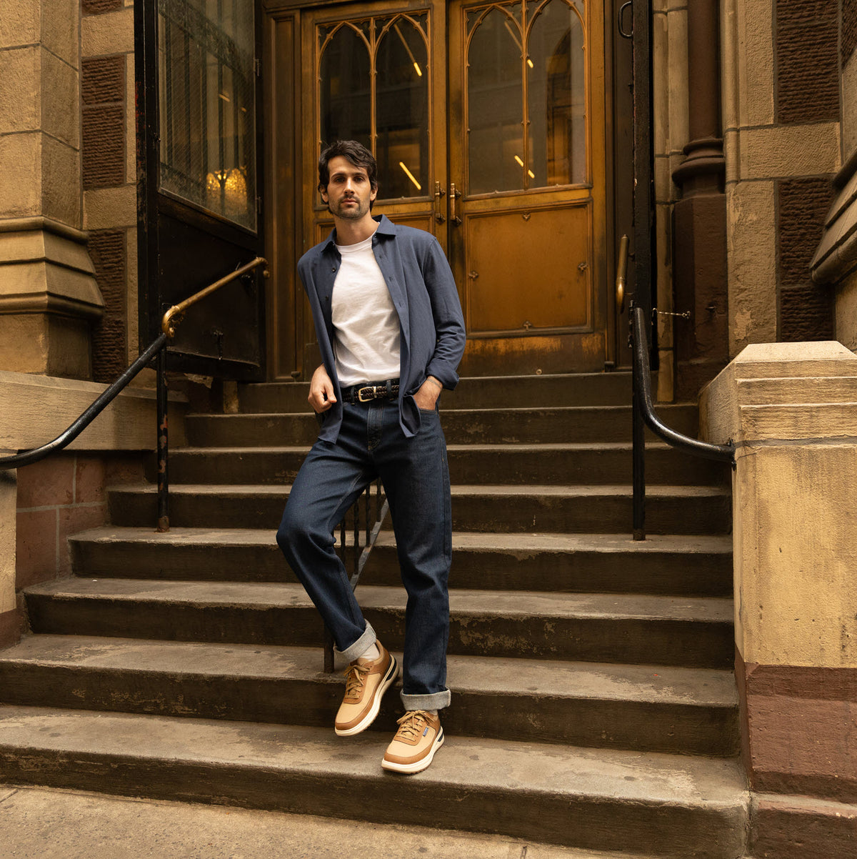 British Tan-Dockers Mens Revved Nubuck/Ripstop Casual Sneaker