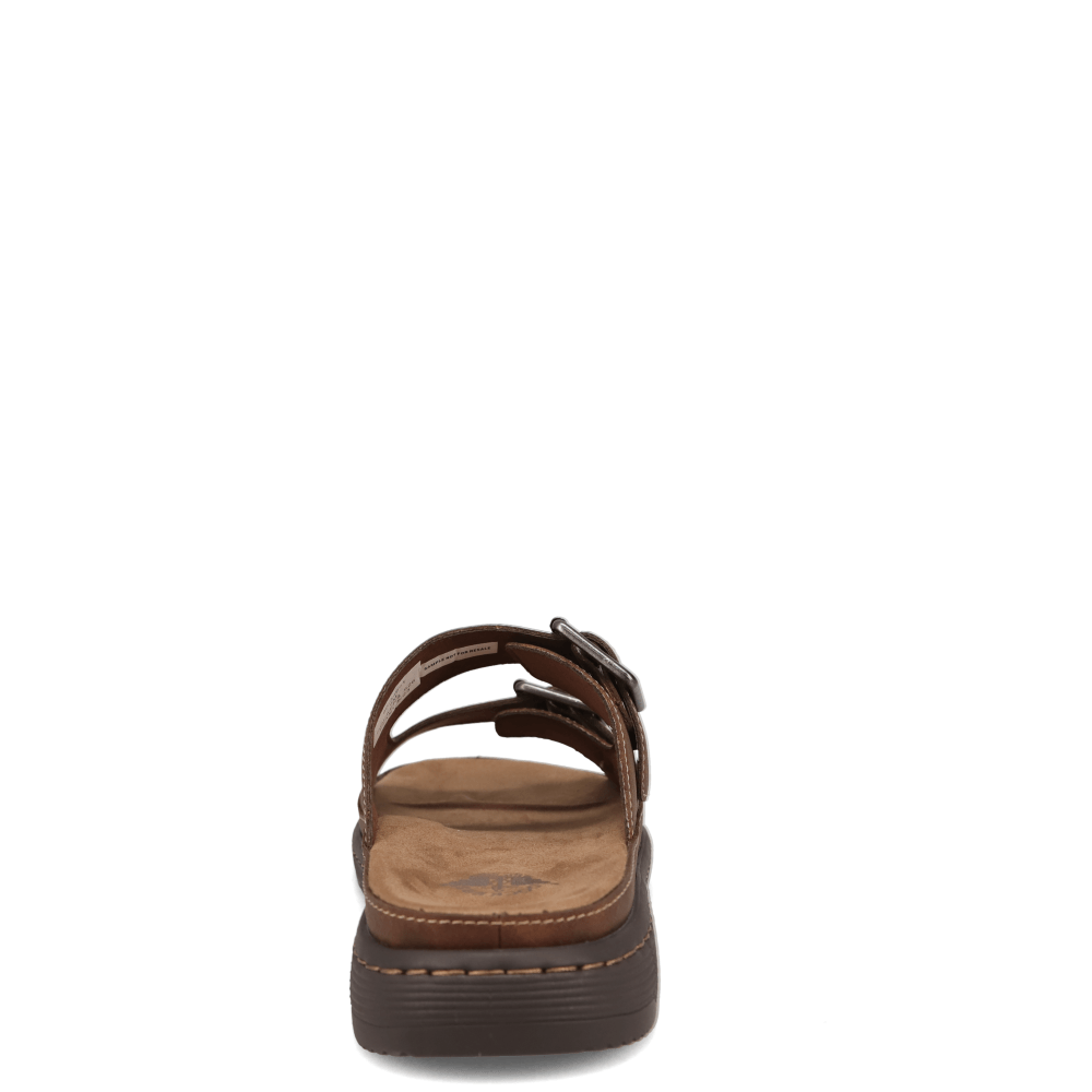 Dark Tan-Dockers Mens Santorini Tumbled Full Grain Open Toe Buckle Sandal