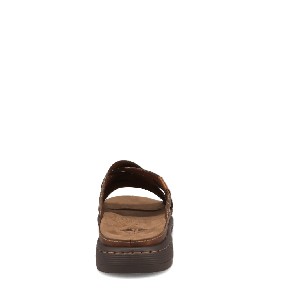 Dark Tan-Dockers Mens Seville Tumbled Full Grain Open Toe Sandal