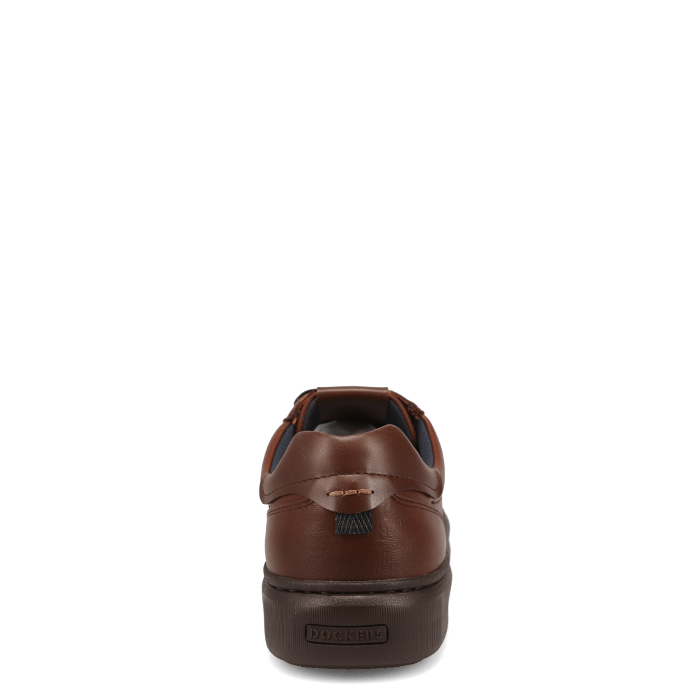 Cognac-Dockers Mens Vortex Laser Perforated Polished Sneaker