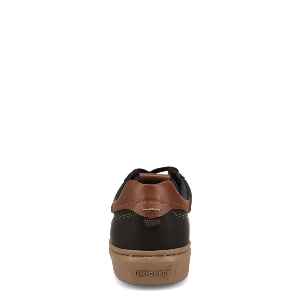 Black-Dockers Mens Vortex Laser Perforated Polished Sneaker